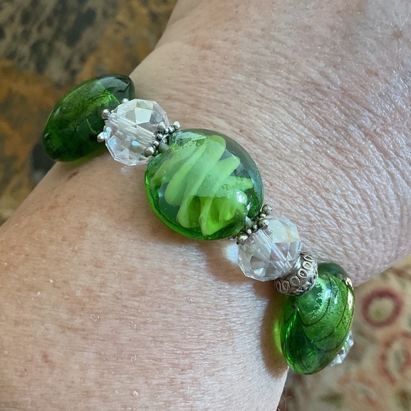 NWOT Hand blown hand made green glass Jewelry's Set - Picture 4 of 8